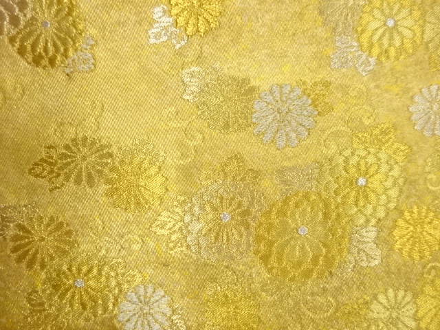  白寿苑製　引箔雲取華菊文織出し袋帯